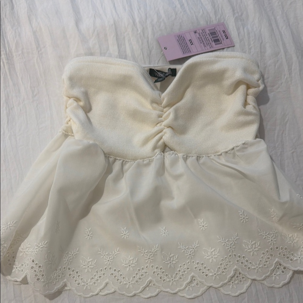 Wild fable white strapless ruffled tube top